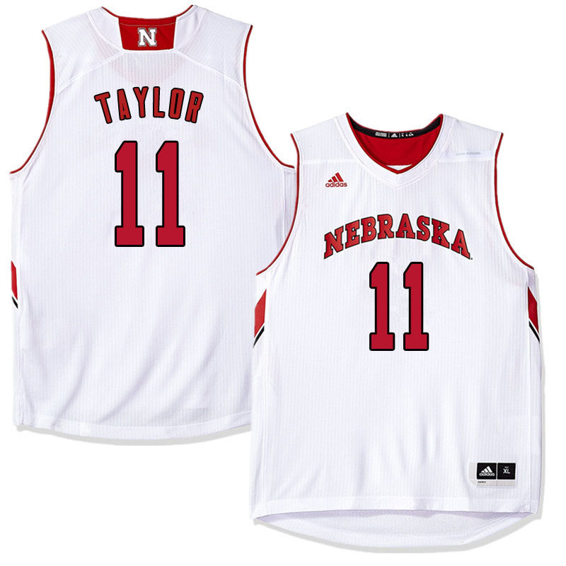 Men Nebraska Cornhuskers #11 Evan Taylor College Basketball Jersyes Sale-White
